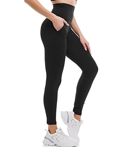 Ipletix Leggings with Pockets for Women, High Waisted Leggings Buttery Soft Non See Through Workout Yoga Pants Black - Image 1