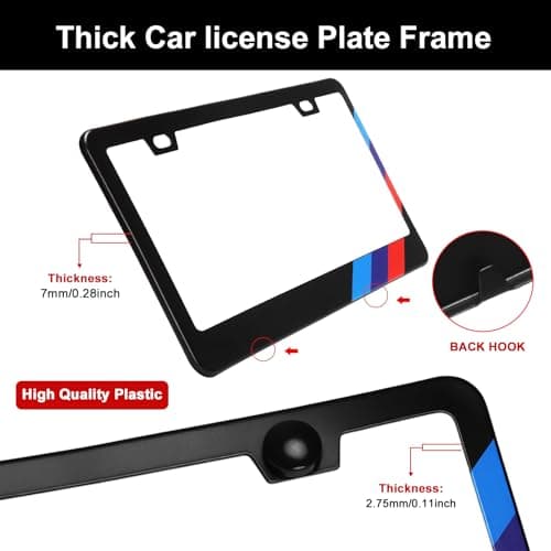 License Plate Frames for BMW All Models - Premium Aluminum Alloy License Plate Cover with 3-Color Stripe | Legal Car Accessories for BMW All Models (1Pack) - Thumbnail 3