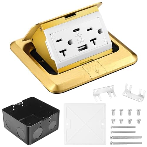 Floor Outlet 20A Pop up Outlet with 25W USB C & USB A, Floor Outlet with 2 AC Outlets Compatible with High-Power Appliances,Update The Soft Pop Make It More Stable and Smooth - Image 1