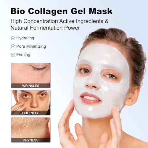 DynastyEra Bio Collagen Face Mask 5-Pack - 150,000ppm Collagen & Galactomyces & Hyaluronic Acid for Hydrating, Pore Minimizing & Firming | Overnight Sleeping Mask- Korean Skincare Inspired Treatment - Thumbnail 5