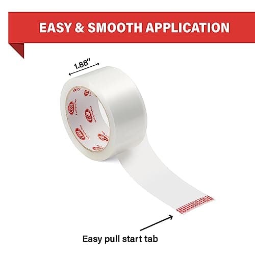 Simply Cool Packing Tape 36 Rolls, Clear Heavy Duty Packaging Tape for Shipping, Moving Boxes, Sealing, Mailing & Storage – Strong 1.88” Wide x 60 Yards Per Refill Roll, 2160 Yards Total - Thumbnail 3