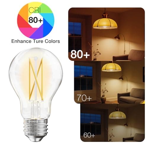 DAYBETTER 24 Pack A19 Vintage LED Edison Bulbs, 60W Equivalent Dimmable LED Bulbs, High Brightness 2700K Warm White, 800 Lumens, 8W E26 Standard Base, CRI80+, Clear Glass Filament Bulb for Living Room - Thumbnail 3