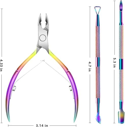 Cuticle Trimmer with Cuticle Pusher, Cuticle Remover Cuticle Scissors Manicure Tools, Professional Stainless Steel Cuticle Cutter, Dead Skin Remover Nail Tools for Fingernails and Toenails - Thumbnail 6