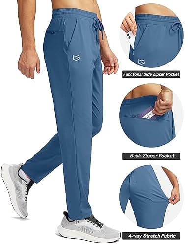 G Gradual Mens Sweatpants with 4 Pockets Tapered Track Athletic Slim Fit Pants for Running, Exercise, Workout, Gym, Slate Blue, XX-Large - Thumbnail 5