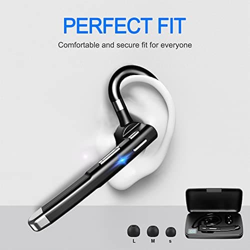 Hsility Bluetooth Headset for Work 500Hrs Standby Time with Charging Case 270 Degrees Rotatable Microphone with LED for Truck Driver Bussiness and Travel - Thumbnail 5