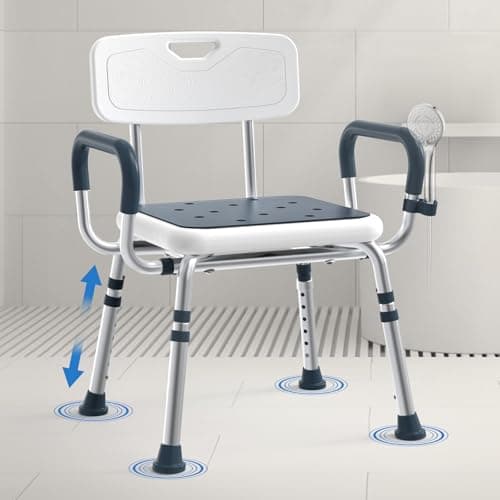 Adjustable Shower Chair for Seniors with Arms and Back, Height Adjustable Bath Seat for Elderly and Disabled, Non-Slip Shower Seat for Inside Shower, HSA/FSA Eligible Bath Chair for Bathtub - Image 1