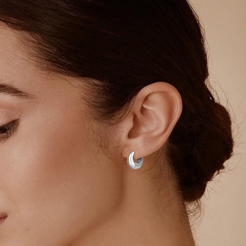 Wgoud Small Gold Hoop Earrings Set for Women, 6 Pairs 14K Gold Plated Hypoallergenic Lightweight Huggie Hoops Earrings, Trendy Cartilage Cubic Zirconia Earrings for Women Gifts. (03Silver) - Thumbnail 2