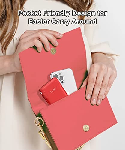 TG90° 10000mAh Slim Portable Charger with Built in Cable,Red - Thumbnail 5