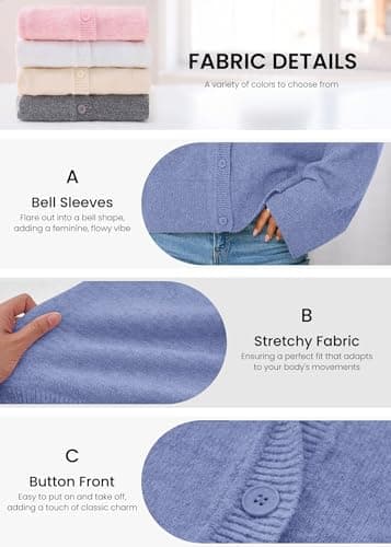 KIRUNDO Cardigan Sweaters for Women Fall Trendy Long Sleeve Chunky Knit Button Up Oversized Winter Jacket Casual Outwear(Dusty Blue, Medium) - Thumbnail 4