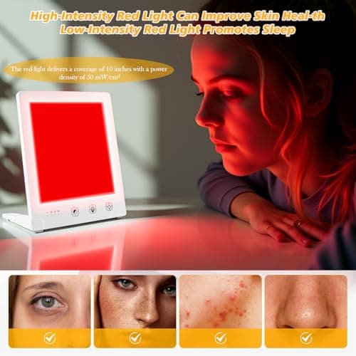 DABLEIBEN Sun Light Therapy Lamp with Red Light - 10000 Lux LED Sun Light Therapy Lamp for Face, Improving Mood, Energy, Sleep & Skin Care, with 4 Light Modes & 5 Brightness Levels, Timer, UV-Free - Thumbnail 5