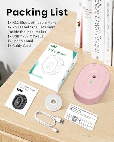NADAIIN N12 Label Maker Machine with Tape, Mini Bluetooth Label Printer, Small Labeler Portable Thermal Label Makers Multiple Templates for Home School Office Kitchen - Thumbnail 5