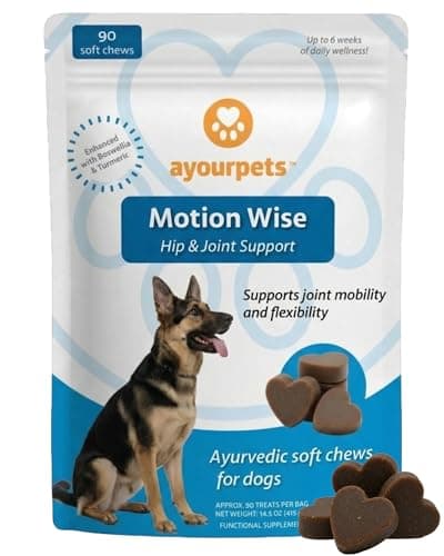 Ayourpets Hip and Joint Supplement for Dogs with Stiff Joints, Arthritis & Mobility – Natural Boswellia, Ashwagandha & Turmeric Herbal Holistic Support – Pork Flavor – 90 Count - Image 1