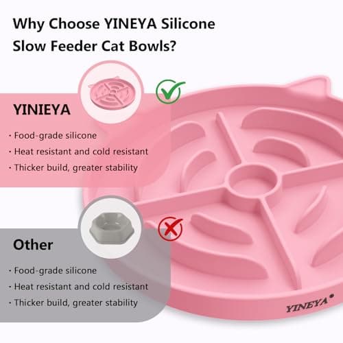 YINEYA 2 Pcs Silicone Slow Feeder Cat Bowl, Cat Slow Feeder for Food Training, Interactive Puzzle Bowls for Puppy, Kitten Dishes to Prevent Overeating, Treat Toys Suitable for Dry and Wet Food - Thumbnail 5