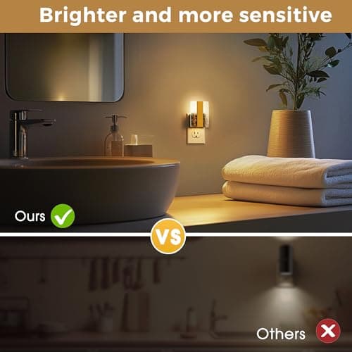 L LOHAS LED Night Lights Plug Into Wall, 2 Pack Night Light with Dusk-to-Dawn Sensor, Dimmable Decorative LED Nightlights, 0-100LM 3000K Adjustable Brightness for Bathroom, Hallway, Bedroom,Stairway - Thumbnail 6