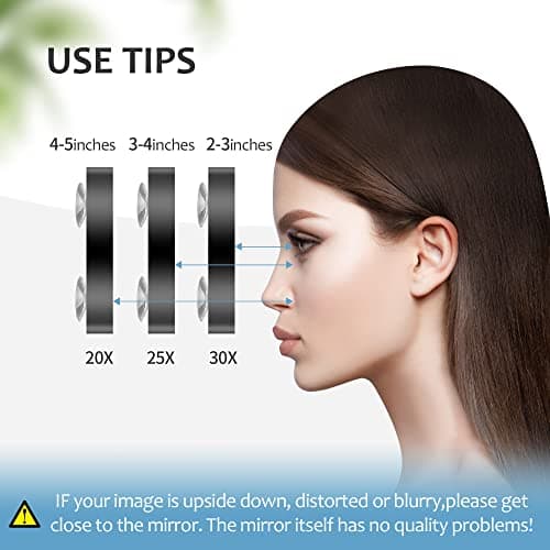 MIYADIVA 30X Magnifying Mirror, Small Travel Mirror with Suction Cup and Tweezers, 3.5 Inches - Thumbnail 6