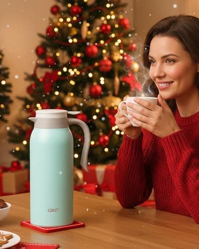 GiNT 51 Oz Stainless Steel Thermal Coffee Carafe, Double Walled Vacuum Insulated Flask, 12 Hour Heat Retention, 1.5 Liter Tea, Water, and Coffee Dispenser (Upgraded version Blue) - Thumbnail 2