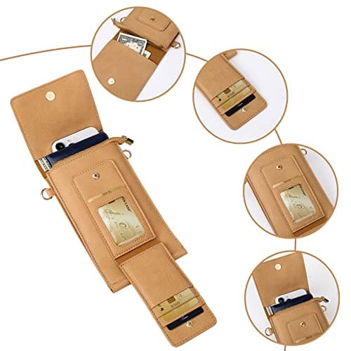 AnsTOP Small Leather Crossbody Bag for Women,Phone Purse with Detachable & Adjustable Strap,Compact and Stylish Yellow - Thumbnail 3