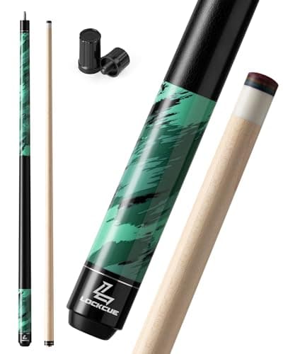 LOCKCUE Pool Cue Stick 21oz, 58-inch Green Billiard Cue with 12.5mm Leather Tip, 18 Joints & Black Ferrules for Professional Play - Image 1