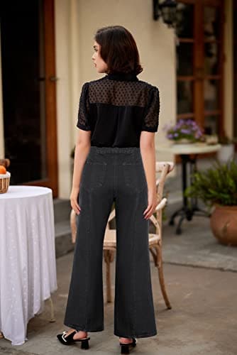 Belle Poque High Waisted Jeans for Women Women's Plus Size Cotton Jean Outfits Trendy Flared Pants for Womens Black Size 8 Size 10 - Thumbnail 3