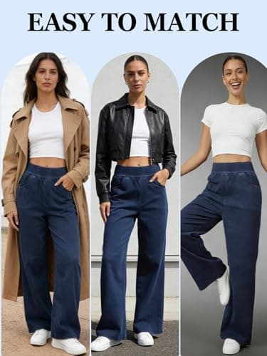 FIGKICKSEN Wide Leg Jeans Woman, High Waisted Baggy Stretchy Jeans for Women Trendy Straight Casual Leg Denim Jean Pants Light Blue - Thumbnail 6