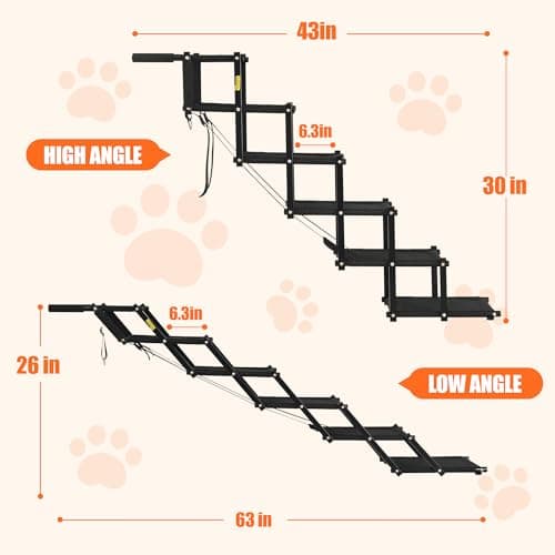 AeedWisp Dog Stairs for Large Dogs, Heavy Duty Foldable Dog Steps for Car Truck Non-Slip Surface Pet Stairs Ramp Supports up to 150 lbs, 6 Steps - Thumbnail 3