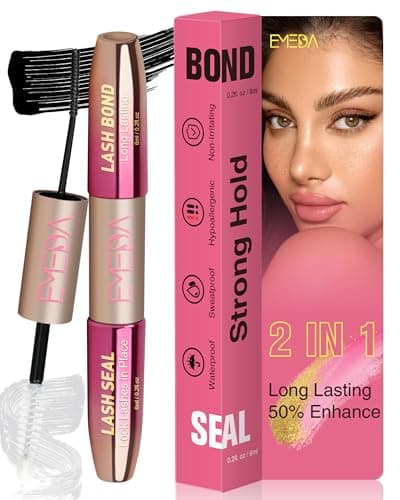 EMEDA Lash Cluster Glue, Lash Bond and Seal Waterproof for DIY Eyelash Extensions, 2-in-1 Bond and Seal Strong Hold Cluster Eyelash Glue for Individual Eyelashes Latex Free (Black+Clear) - Image 1