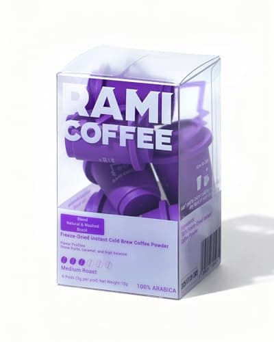 Rami Coffee Cold Brew Freeze Dried Instant Coffee Powder, Medium Roast 100% Arabica, 6 Portable Single Packets for Home Travel Backpacking Camping - Image 1