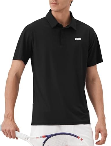 K-Swiss Men's Heritage Classic Polo, Unshrink Collar Golf Shirt Top for Men, Short Sleeve Casual Golf & Tennis Shirt, Black L - Image 1