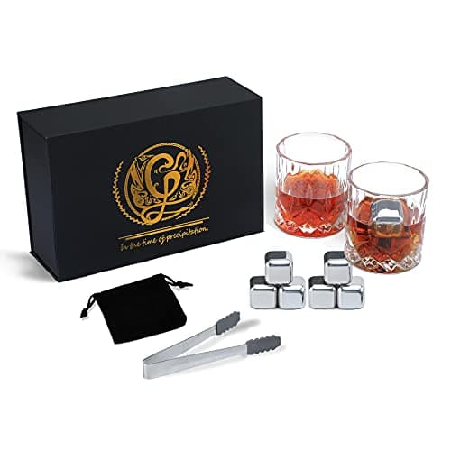 Old Fashioned Whiskey Glasses with Luxury Box - Set of 2 Whiskey Glass with Stones Whiskey for Men - Image 1