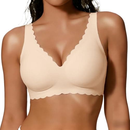 COCOMARTS Jelly Bras for Women No Underwire Scalloped Push Up Seamless Full Coverage Plunge Bralettes Wireless Tshirt Bras Nude Small - Image 1