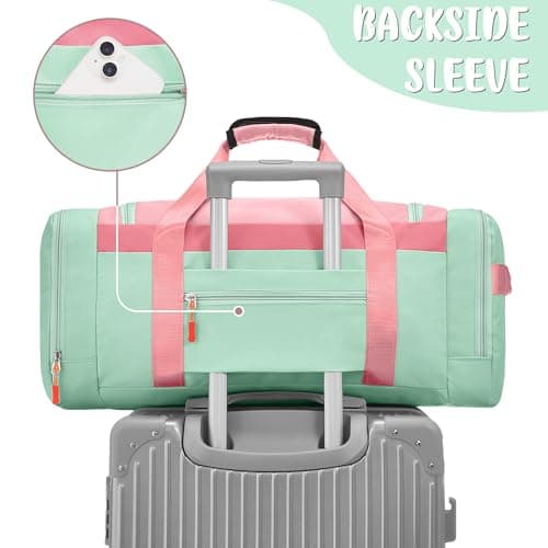 WOOMADA Kids Travel Bag with Shoe & Wet Pockets, Carry On Duffle Bag for Overnight Trips, Sports, School(pink) - Thumbnail 5