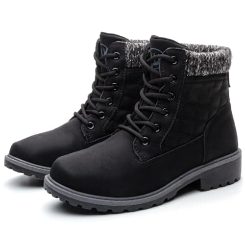 sofysofy Women Work Hiking Boot - Hike Ankle Outdoor Non Slip Construction Lightweight Waterproof Comfortable Black White - Image 1