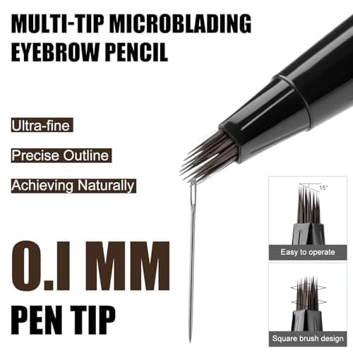 HECI BEAUTY Microblading Eyebrow Pencil - Waterproof Hair Stroke Brush with 3D Fiber Technology | 24HR Smudge-Proof | Natural Looking Brows Filler | Easy Apply & Gifts for Women, Brown - Thumbnail 3