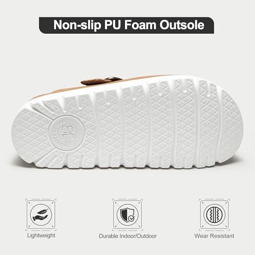 Brelzo Calvior Women's Platform Suede Clogs Slip-On Mules Non-Slip Potato Shoes Sandals with Arch Support Adjustable Buckle Chestnut - Thumbnail 5