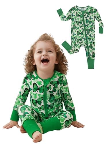 Infant Boys Girls Outfit Clothes Set Newborn Baby Romper Bamboo Long Sleeve Zipper Bodysuit Jumpsuit (Butterfly, 3-6M) - Image 1