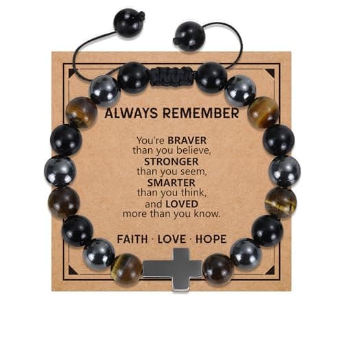 BAYLAY Gifts for Teen Teenage Boys, Cross Bracelet for Kids Grandkids Easter Christian Religious Baptism Birthday Gifts for Teens Boy Trendy Stuff Easter Essentials Basket Stuffers Fillers for Boys - Image 1