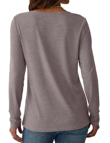 NORACORA Long Sleeve Shirts for Women Spring Fall Fashion Tops 2025 Dressy Casual Blouses Trendy Pleated Tunic Outfits Loose Fit Tee Tshirts Gray Purple S - Thumbnail 5