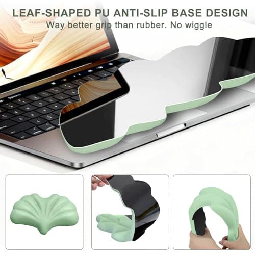 Ergonomic Leaf Keyboard and Mouse Wrist Rest Set, Extra Wide & Thick Memory Foam for Carpal Tunnel Pain Relief, Non-Slip Base, PC/Mac/Laptop, Gift for Office Work, Gaming - Thumbnail 6