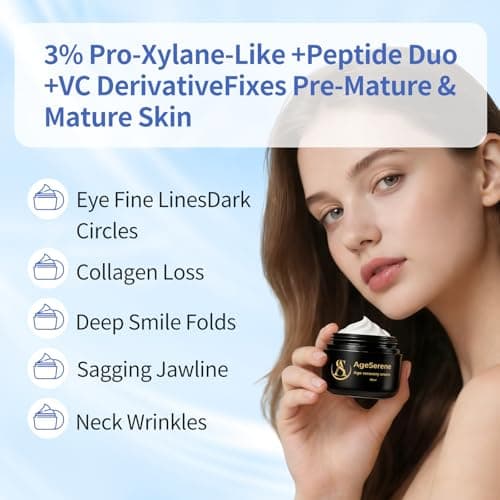 AgeSerene Anti-Aging Night Cream for Face, with Peptides & Pro-Xylane, Wrinkle Cream for Women & Men, Collagen Face Moisturizer, Skin Firming Cream for Aging Skin, Hypoallergenic, 1.7 fl oz - Thumbnail 3