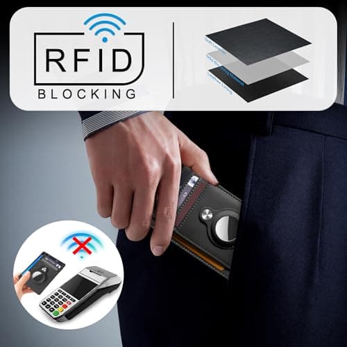 Hawanik Slim Minimalist Front Pocket Air Tag Wallet, RFID Blocking Card Holder Wallet with Airtag Holder - Thumbnail 4