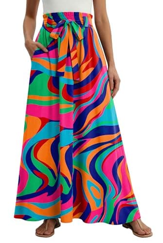 Lepunuo Floral Summer Maxi Skirts High Waisted Flowy Skirts Womens Trendy Spring Skirts with Pockets - Image 1