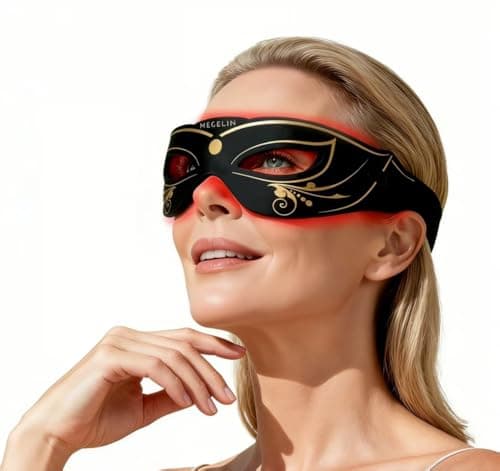 Megelin 3 Modes Red Light Therapy for Eyes, Under-Eye Red Light Therapy Glasses,Treatment of Periorbital Wrinkles and Rhytides,Relieving Eye Fatigue - Image 1