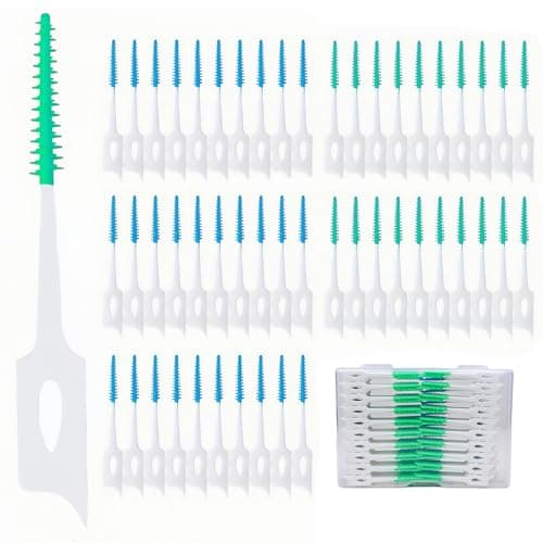 Maoerdental 300 Pieces Dual-Use Interdental Brushes Soft Silicone, Disposable Dental Picks,Premium Dental Floss Picks for Effective Teeth Cleaning(200pcs Green+100pcs Blue) - Image 1