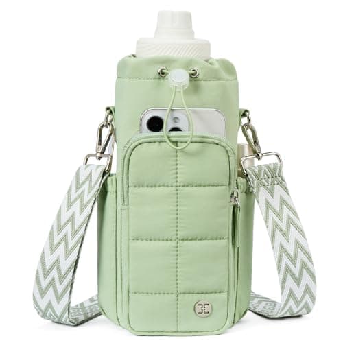 Telena Water Bottle Holder with Strap 40 oz Crossbody Water Bottle Bags for Women Men Walking, Running Green - Image 1