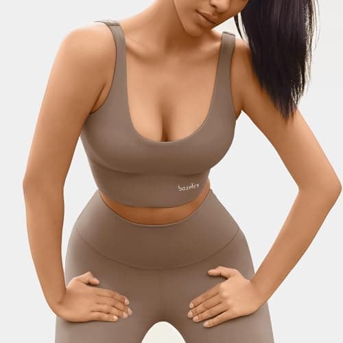 BaseTry High Impact Sports Bra for Women - Padded Seamless Support Bra for Yoga Gym Workout Fitness -High Support Running Bra (US, Alpha, XX-Large, Regular, Regular, Mocha) - Thumbnail 2