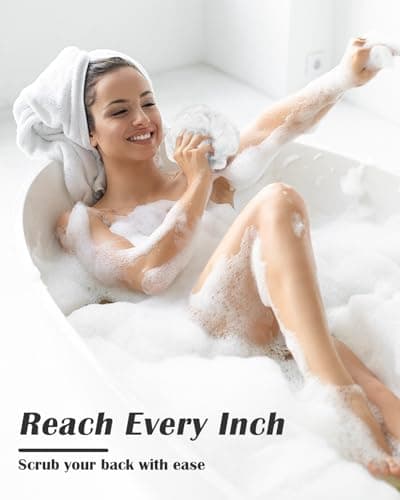 Back Scrubber for Shower and Dead Skin Removal, Exfoliating Body Scrubber for Smooth Skin Japan Washcloth for Shower & Bath, Versatile Body Scrub Towel, Ideal for Skincare, White Soft - Thumbnail 4