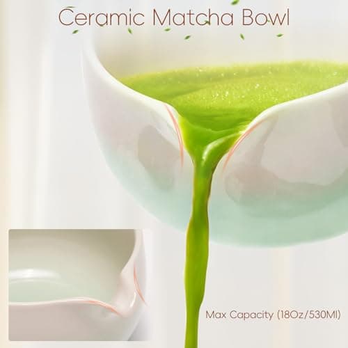 HUSHHAVN Matcha Whisk Set, Ceramic Matcha Set Includes Bowl & Holder, Bamboo Whisk (Chasen), Scoop, Spoon and Sifter, 6PCS Matcha Kit Covers Everything Needed for Making Matcha (Green) - Thumbnail 5