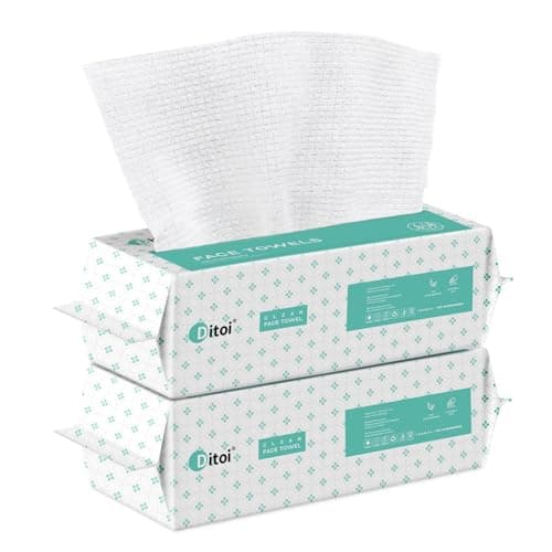 Ditoi Disposable Face Towels,Ultra Soft &Thick Face Dry Wipes for Makeup Removal,Viscose Fiber Facial Cloths for Skincare,Daily Cleansing,120 Count - Image 1