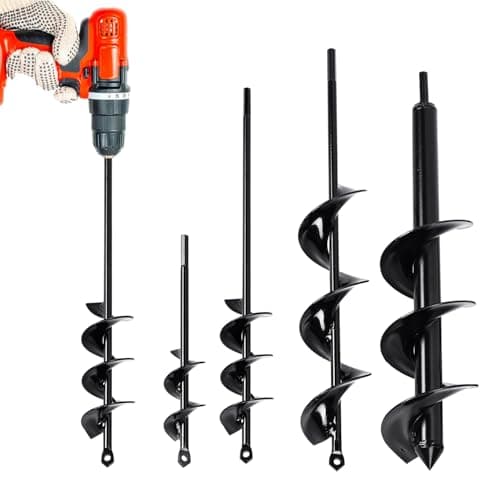 DEEGETEL Auger Drill Bit for Planting 4 Pack, Garden Ground Earth Spiral 3/8" Hex Drive Drill, Easy Bulb Post Hole Digger Flowers, Metal Bedding Digging Plant Rapid Planter Tool - Image 1