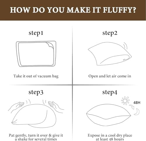 BHZ Goose Down Feather Pillows Queen Size - Hotel Collection Bed Pillows for Sleeping Soft Pillow for Side and Back Sleepers with 100% Cotton Fabric - Thumbnail 6